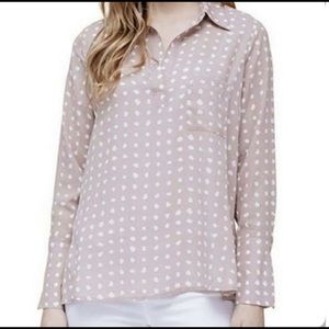 Pleione Blouse Stone Polka Dot Women Medium Popover V Neck